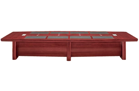 Large Cherry Rosewood Real Wood Veneer Executive Boardroom Table with Integrated Writing Pads - 4600mm to 6000mm - KT2D48