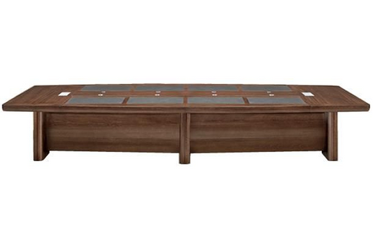 Large Real Wood Veneer Executive Boardroom Table with Integrated Writing Pads - 4600mm to 6000mm - KT2D48