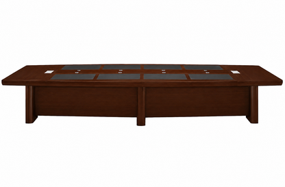 Large Walnut Real Wood Veneer Executive Boardroom Table with Integrated Writing Pads - 4600mm to 6000mm - KT2D48