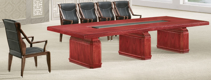 Traditional Boardroom Meeting Table in Cherry Rosewood Real Wood Veneer Finish - 3000mm to 4000mm - KT4J38
