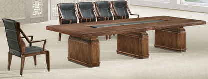 Traditional Boardroom Meeting Table in Light Walnut Real Wood Veneer Finish - 3000mm to 4000mm - KT4J38