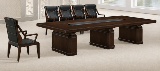 Traditional Boardroom Meeting Table in Walnut Real Wood Veneer Finish - 3000mm to 4000mm - KT4J38