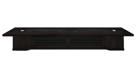 Real Wood Veneer Luxury Boardroom Table with Black Leather Detailing - 5000mm / 5200mm / 5400mm / 5600mm / 5800mm / 6000mm - MET-KT5B60