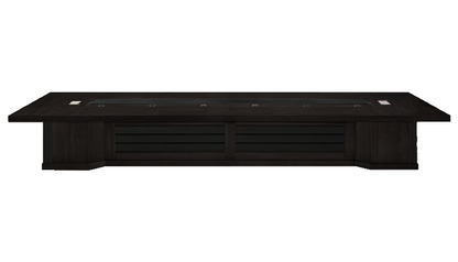 Black Ash Real Wood Veneer Luxury Boardroom Table with Black Leather Detailing - 5000mm to 6000mm - KT5B60