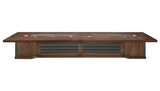 Real Wood Veneer Luxury Boardroom Table with Black Leather Detailing - 5000mm / 5200mm / 5400mm / 5600mm / 5800mm / 6000mm - MET-KT5B60