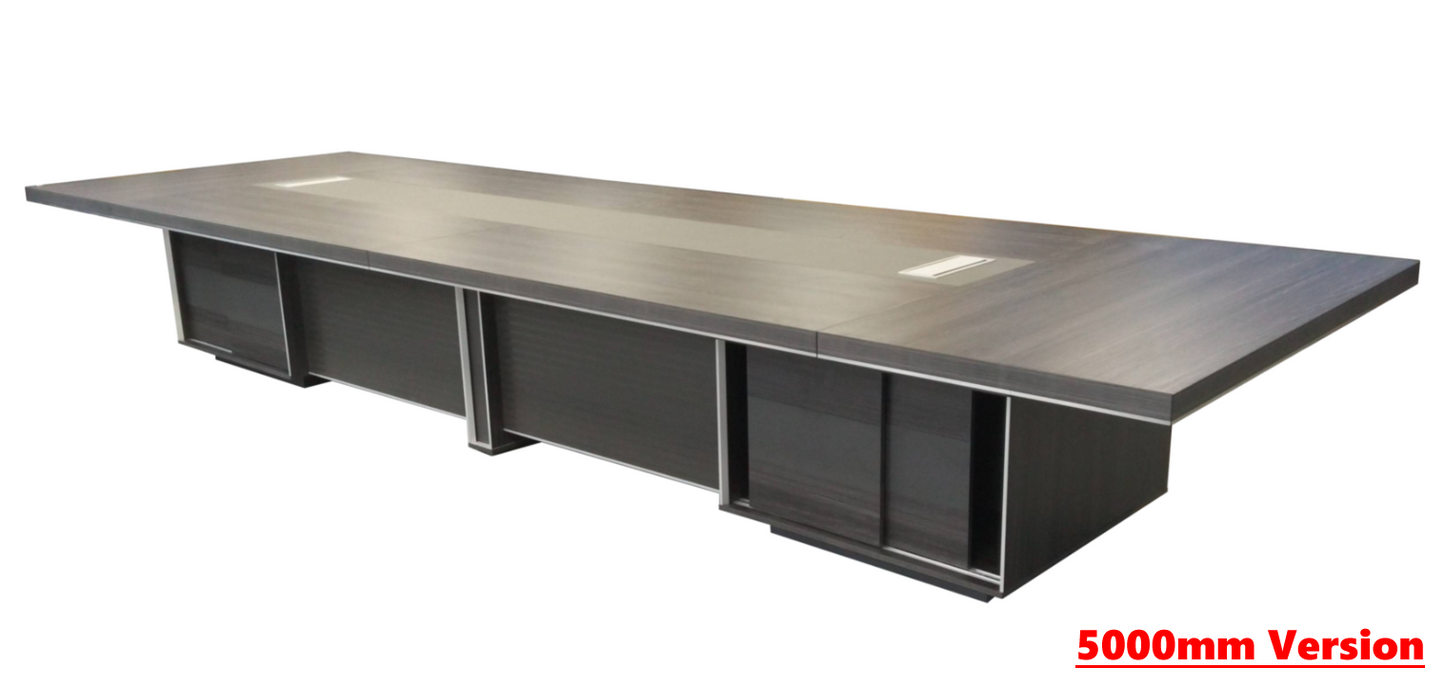 Modern Large Grey Oak Meeting Table with Built in Storage - Sizes from 2800mm to 6000mm - LX-BJS-MET