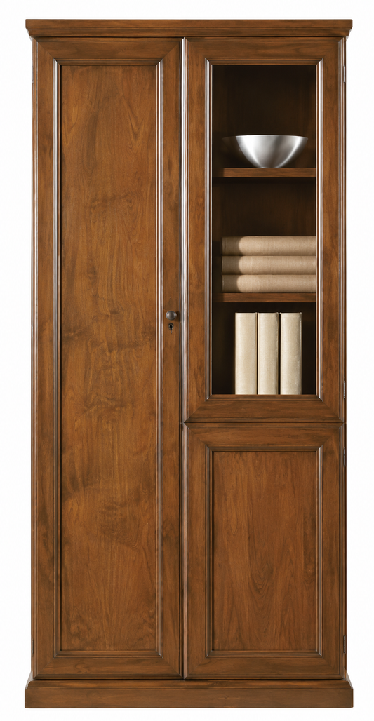 Real Light Walnut Wood Veneer Executive Office Storage Two Door Bookcase - 900mm - 1502