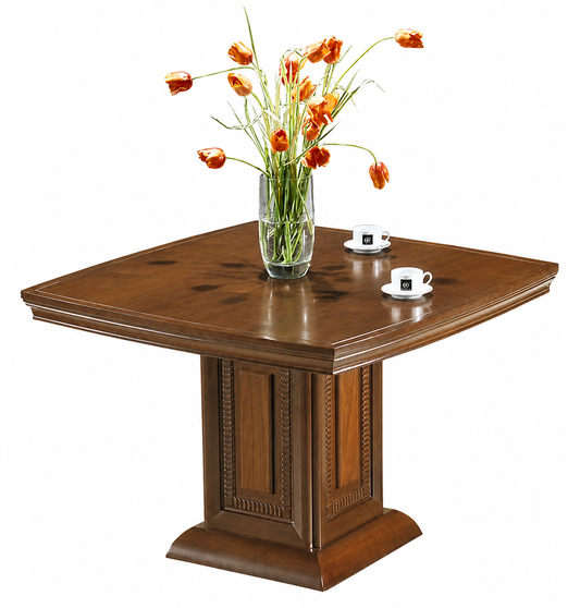 High Quality Light Walnut Real Wood Veneer Square Meeting Table With Central Leg - UT6612