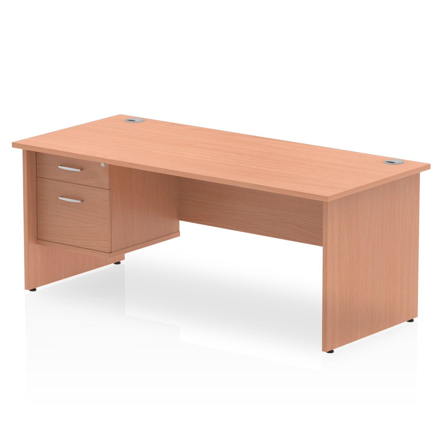 Impulse Panel End Straight Desk With Single Fixed Pedestal - 1800mm - Multiple Colour Options