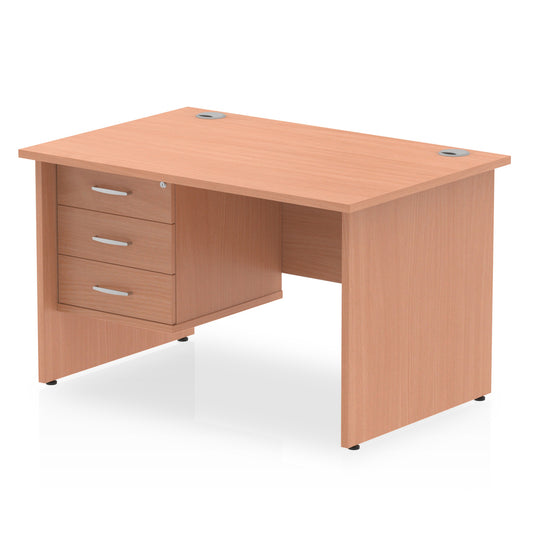 Impulse Panel End Straight Desk With Single Fixed Pedestal - 1200mm - Multiple Colour Options