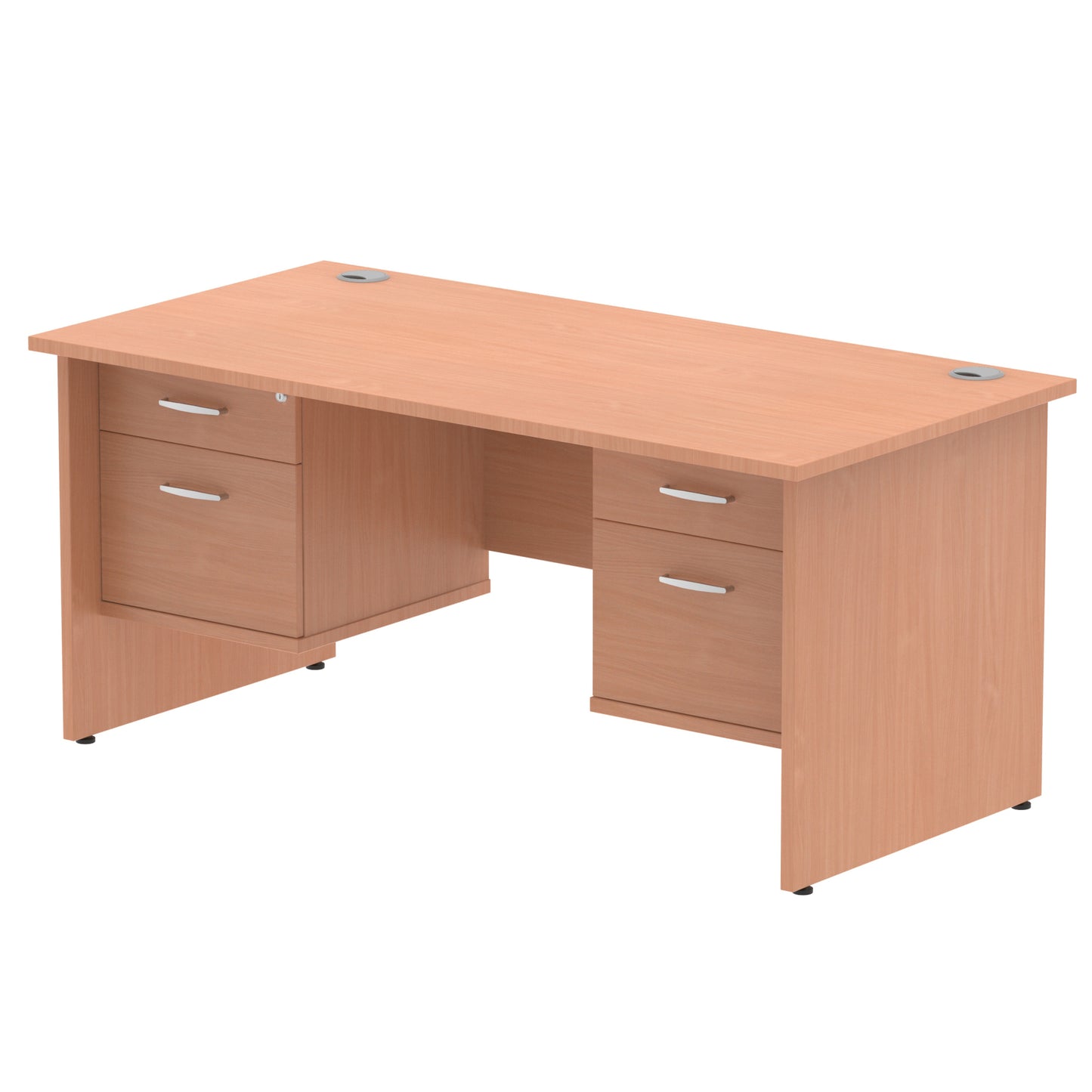 Impulse Panel End Straight Desk With Two Fixed Pedestal - 1600mm - Multiple Colour Options