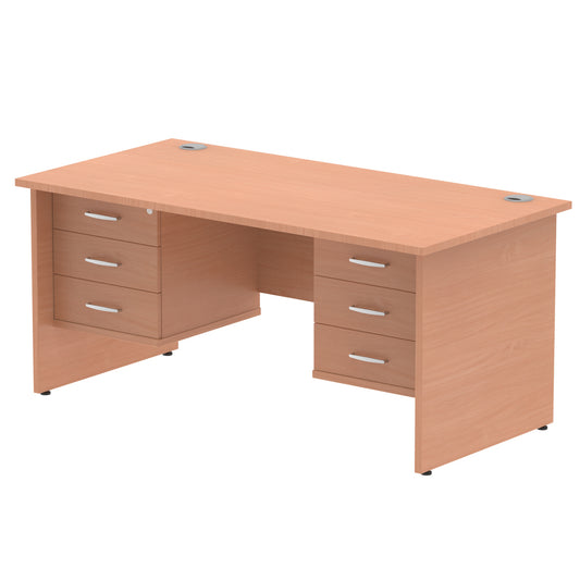 Impulse Panel End Straight Desk With Two Fixed Pedestal - 1600mm - Multiple Colour Options