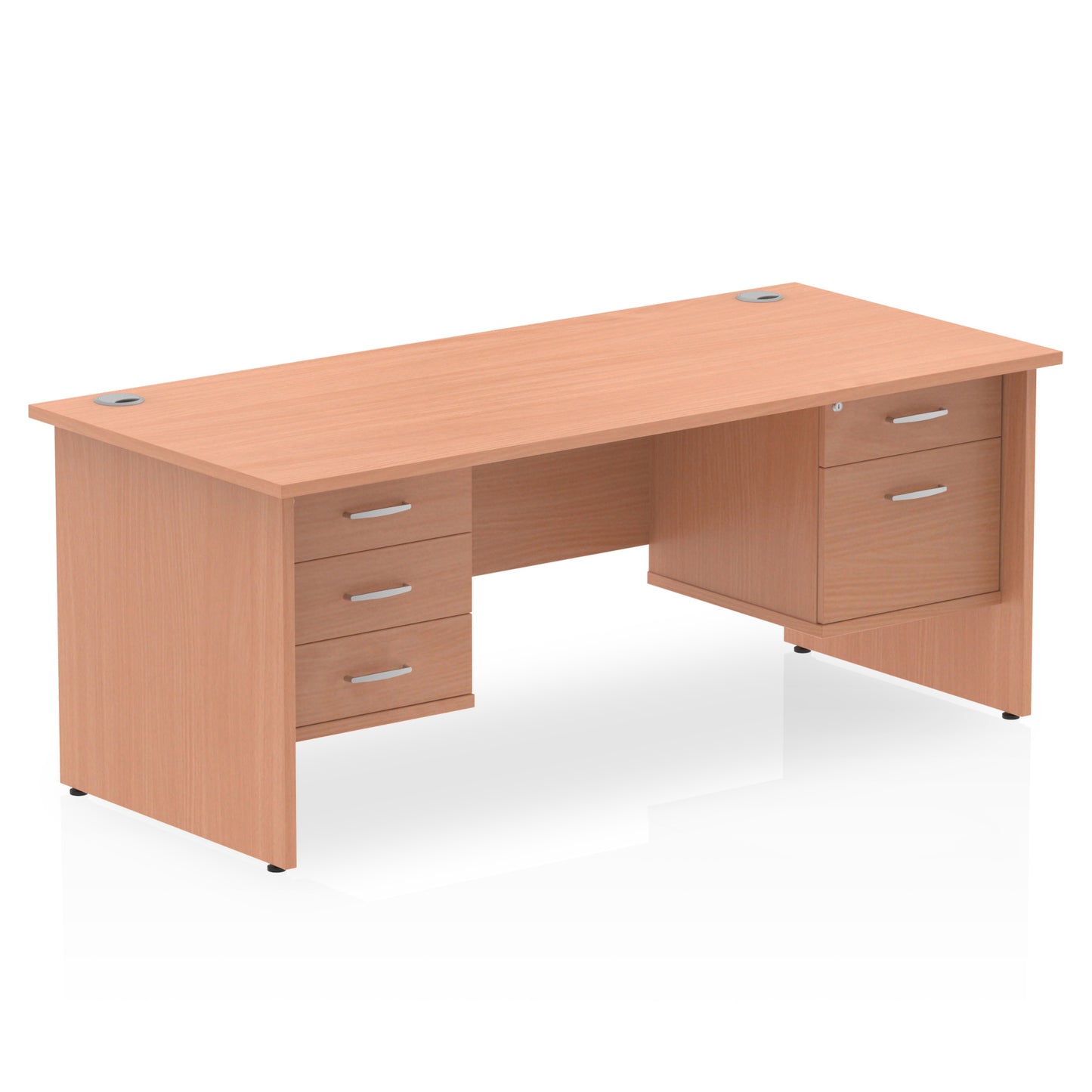 Impulse Panel End Straight Desk With Two Fixed Pedestal - 1600mm - Multiple Colour Options