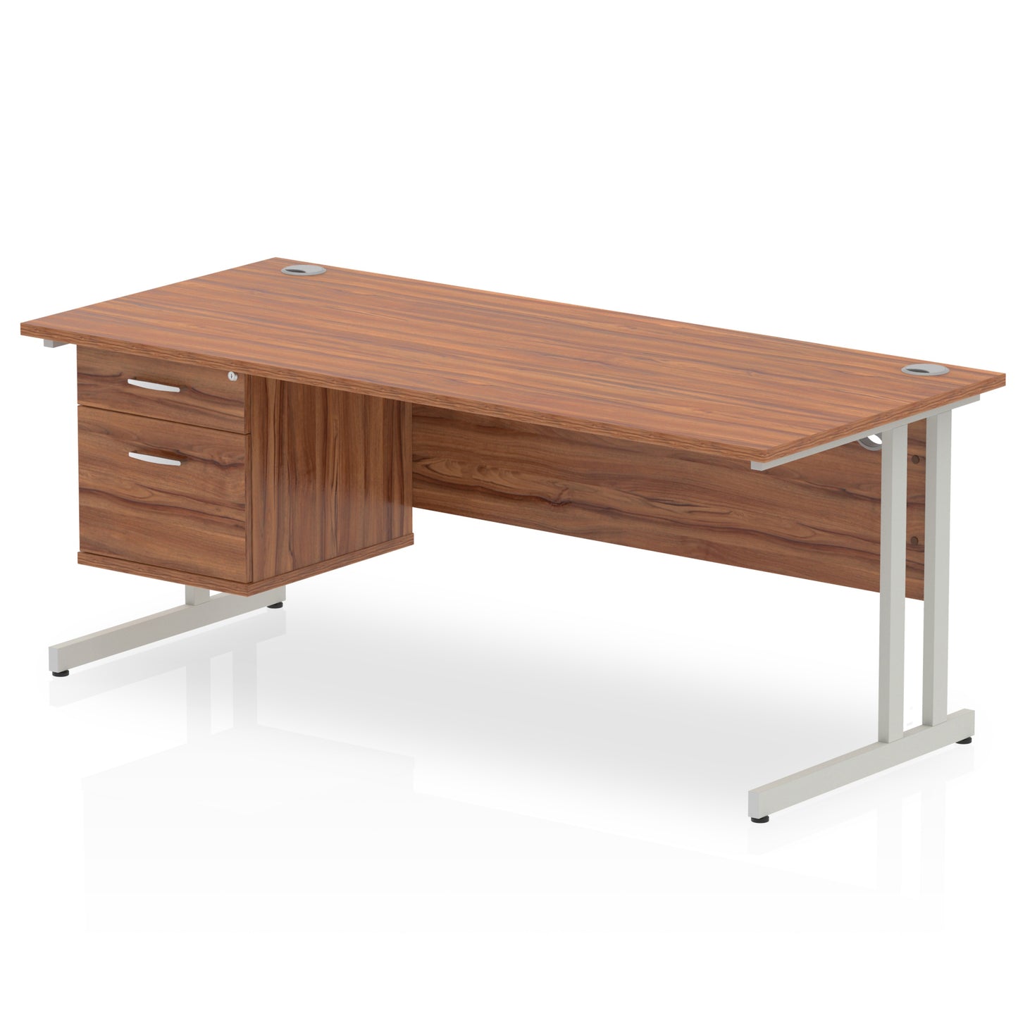 Impulse Cantilever Straight Desk With Single Fixed Pedestal - 1800mm - Multiple Colour Options