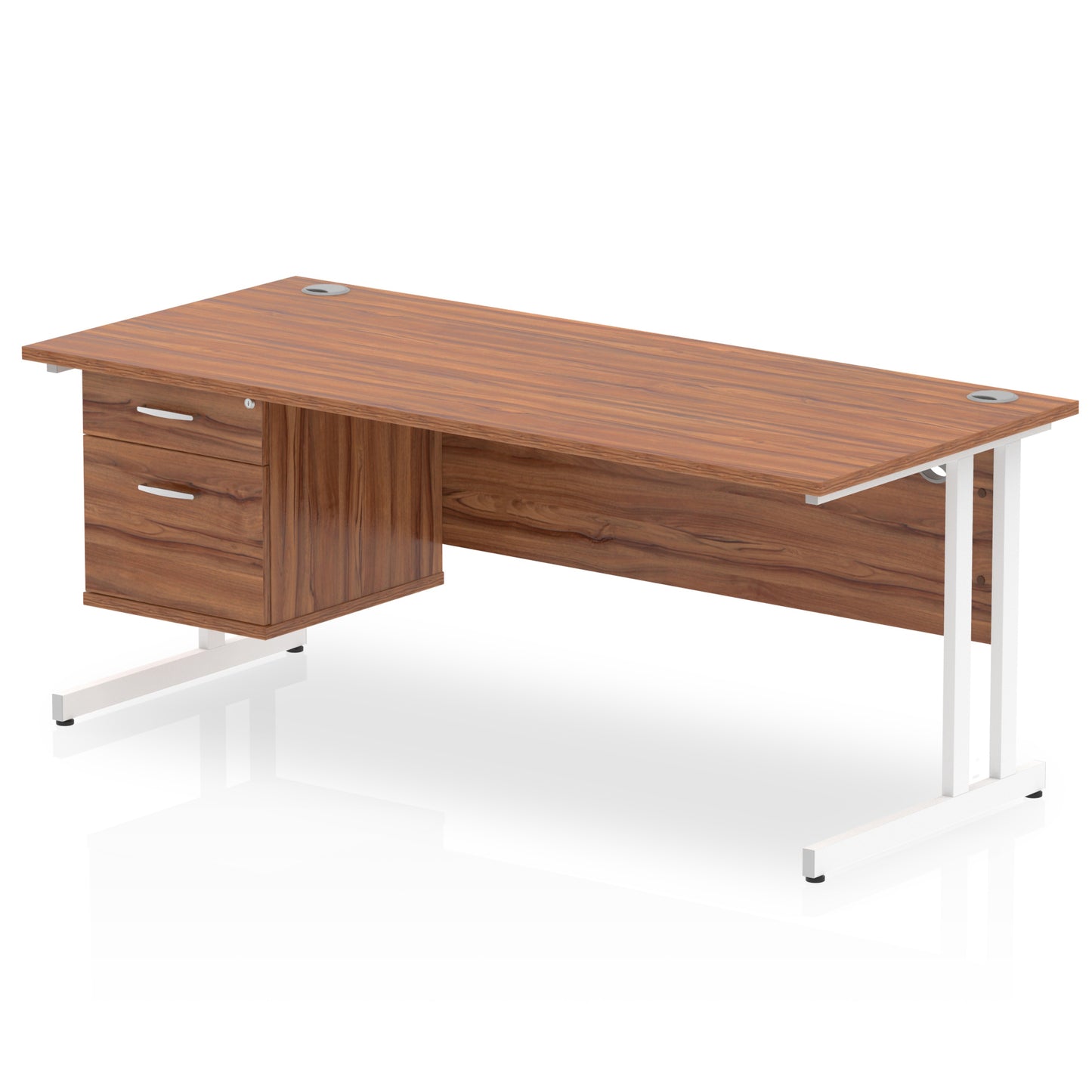 Impulse Cantilever Straight Desk With Single Fixed Pedestal - 1800mm - Multiple Colour Options