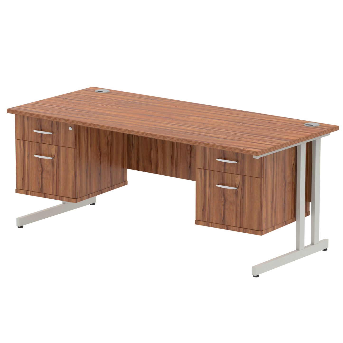 Impulse Cantilever Straight Desk With Two Fixed Pedestal - 1800mm - Multiple Colour Options