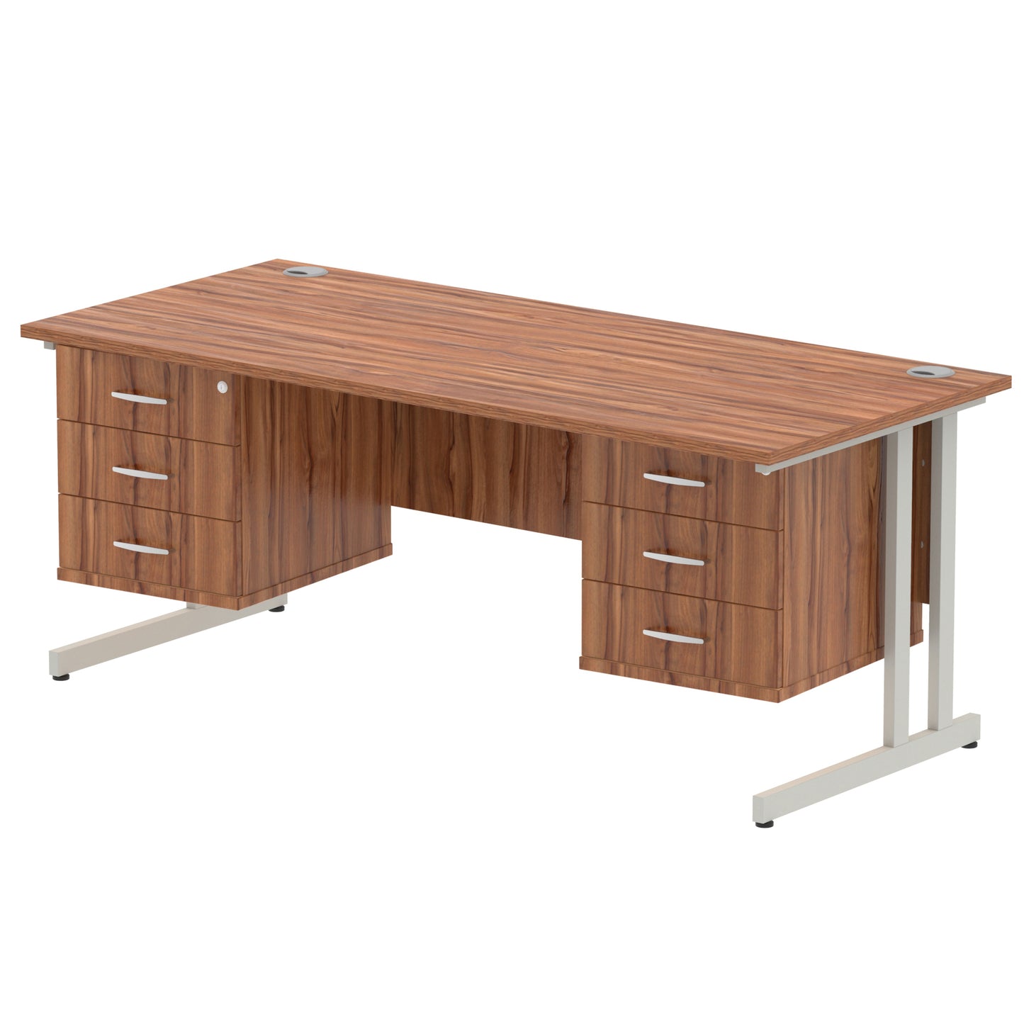 Impulse Cantilever Straight Desk With Two Fixed Pedestal - 1800mm - Multiple Colour Options