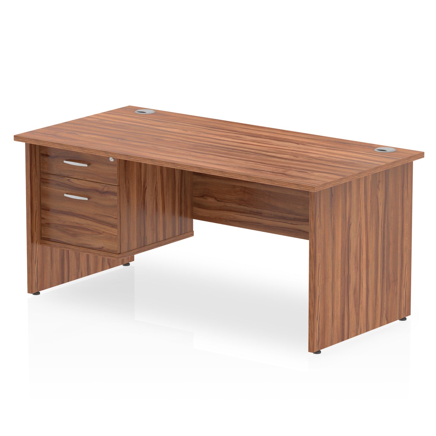 Impulse Panel End Straight Desk With Single Fixed Pedestal - 1600mm - Multiple Colour Options