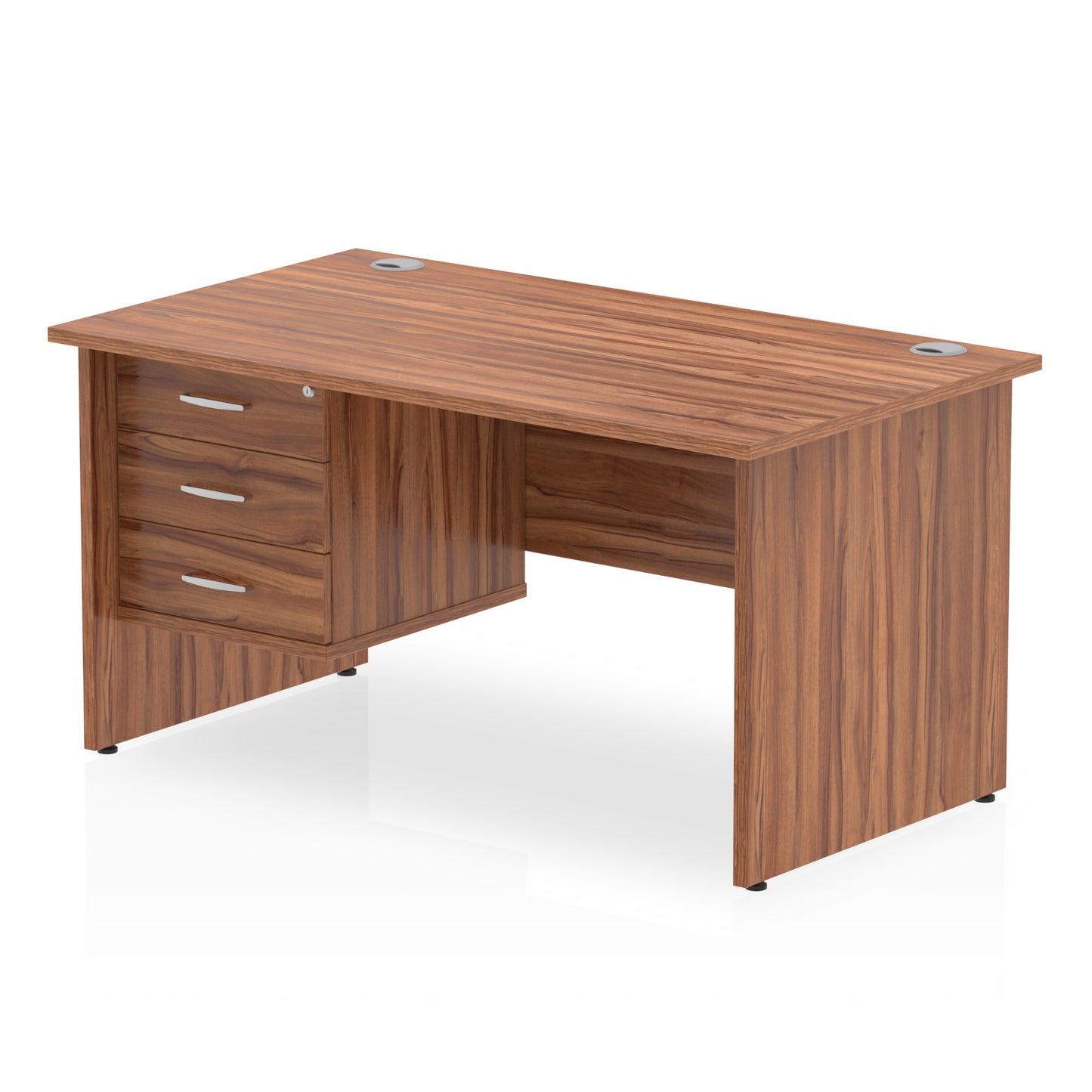 Impulse Panel End Straight Desk With Single Fixed Pedestal - 1400mm - Multiple Colour Options