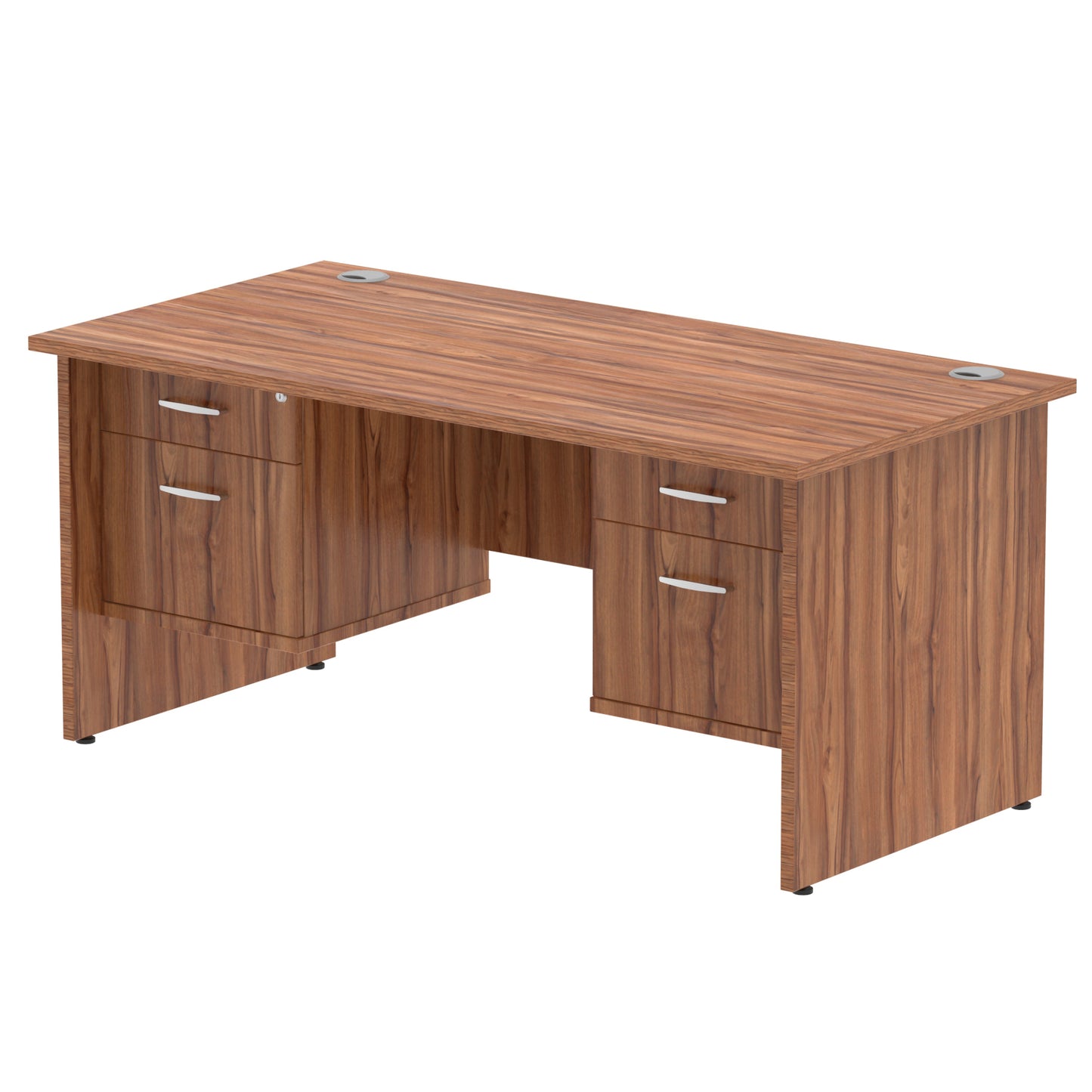 Impulse Panel End Straight Desk With Two Fixed Pedestal - 1600mm - Multiple Colour Options