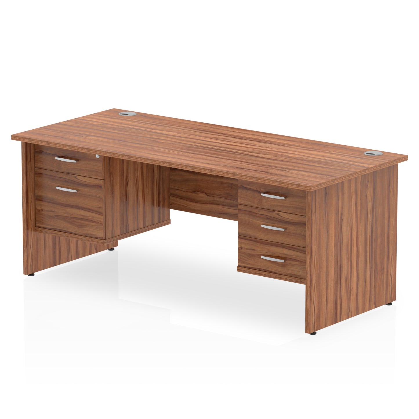 Impulse Panel End Straight Desk With Two Fixed Pedestal - 1800mm - Multiple Colour Options