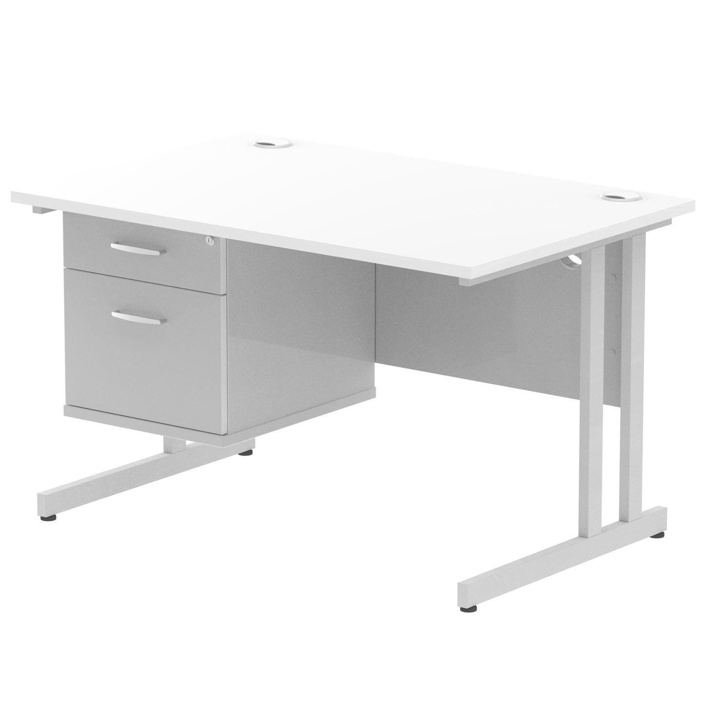 Impulse Cantilever Straight Desk With Single Fixed Pedestal - 1200mm - Multiple Colour Options