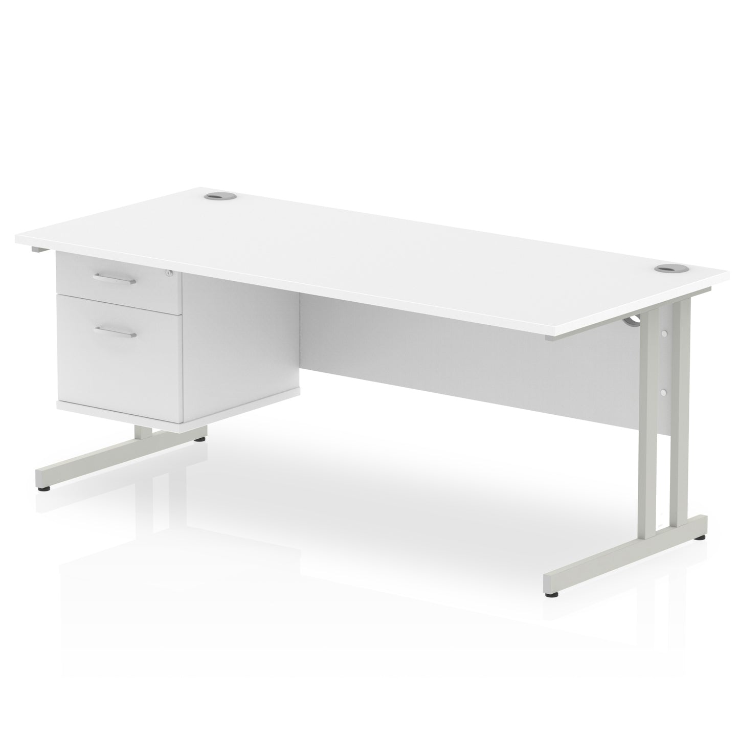 Impulse Cantilever Straight Desk With Single Fixed Pedestal - 1800mm - Multiple Colour Options