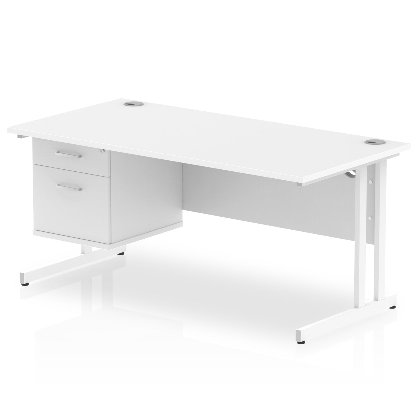Impulse Cantilever Straight Desk With Single Fixed Pedestal - 1600mm - Multiple Colour Options