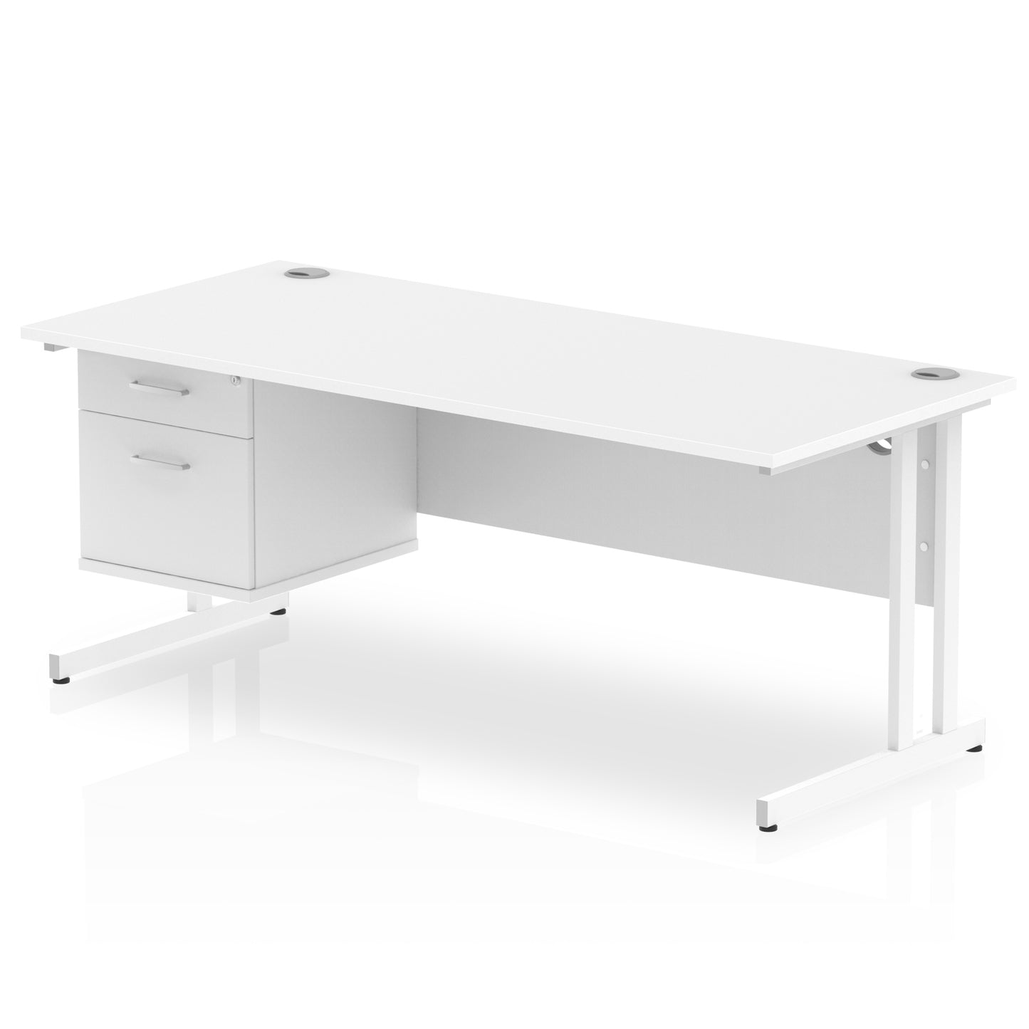 Impulse Cantilever Straight Desk With Single Fixed Pedestal - 1800mm - Multiple Colour Options