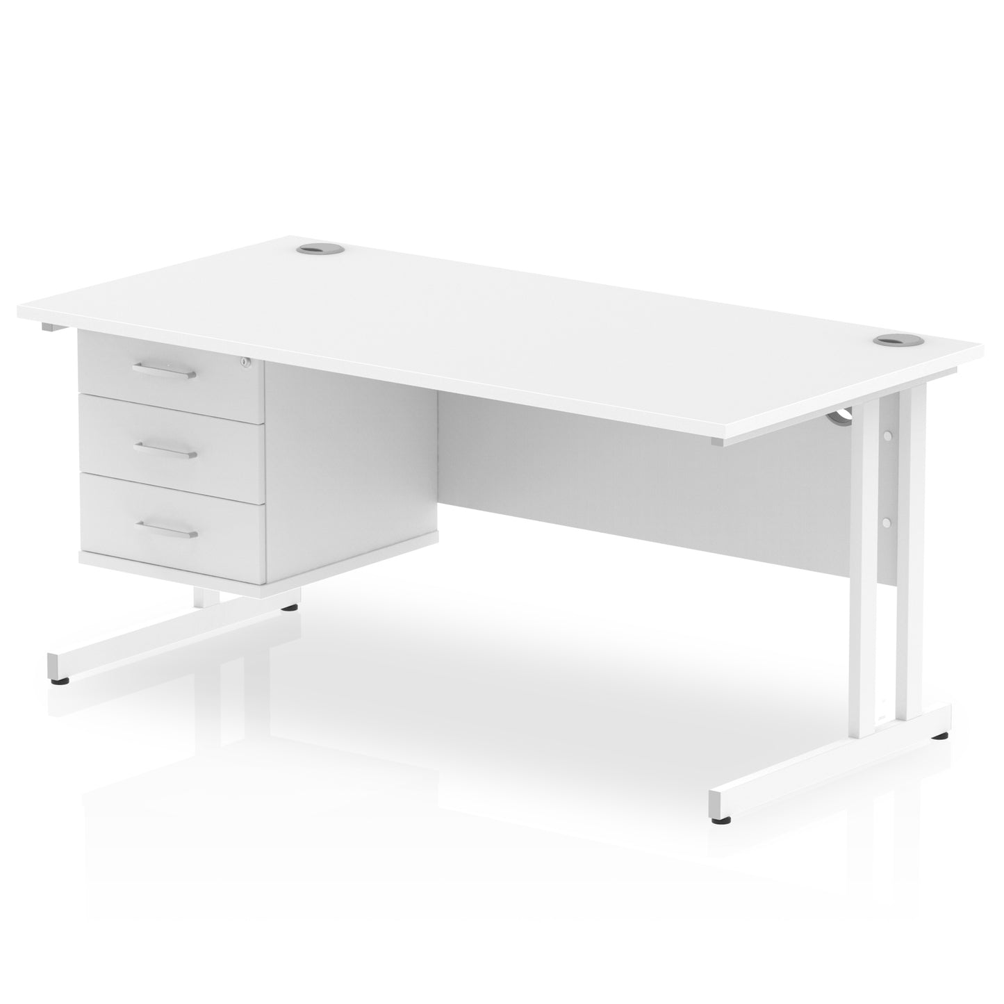 Impulse Cantilever Straight Desk With Single Fixed Pedestal - 1600mm - Multiple Colour Options
