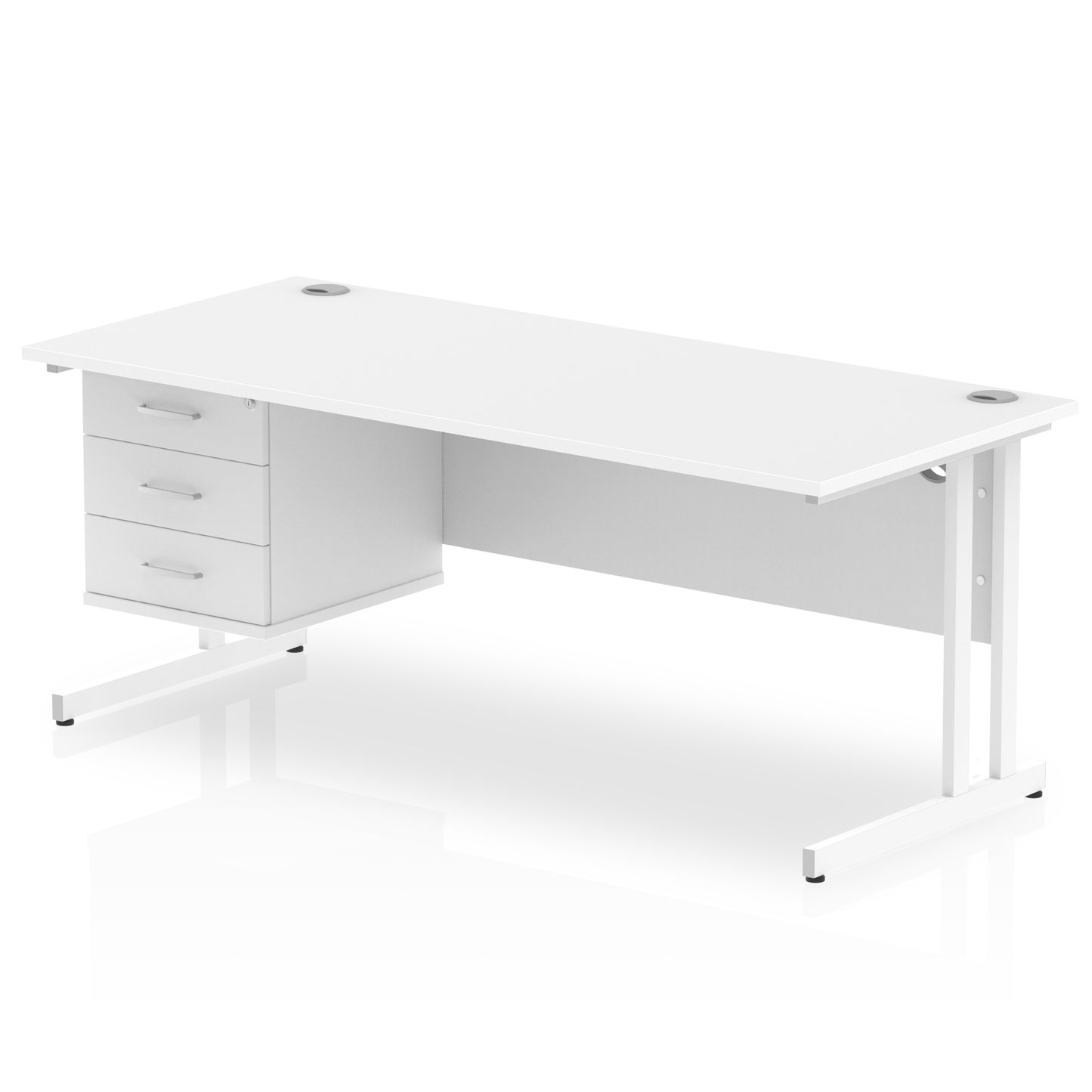 Impulse Cantilever Straight Desk With Single Fixed Pedestal - 1800mm - Multiple Colour Options