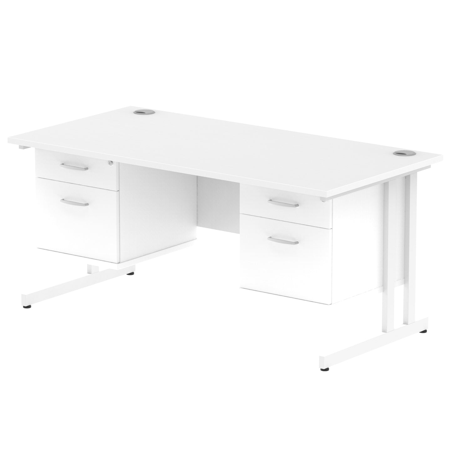 Impulse Cantilever Straight Desk With Two Fixed Pedestal - 1600mm - Multiple Colour Options