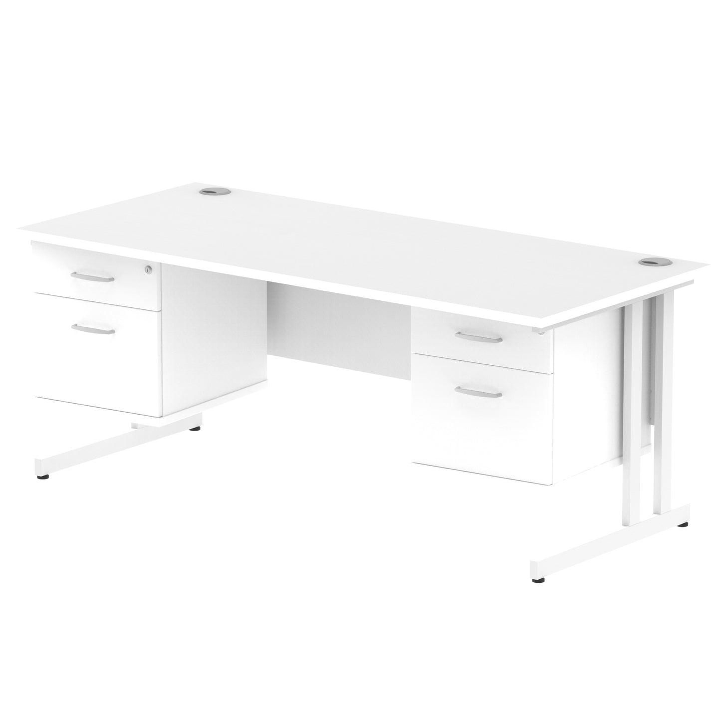 Impulse Cantilever Straight Desk With Two Fixed Pedestal - 1800mm - Multiple Colour Options