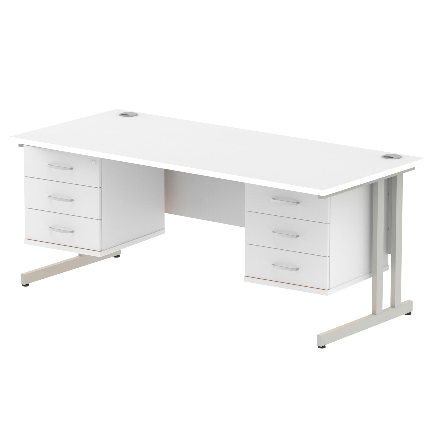 Impulse Cantilever Straight Desk With Two Fixed Pedestal - 1800mm - Multiple Colour Options