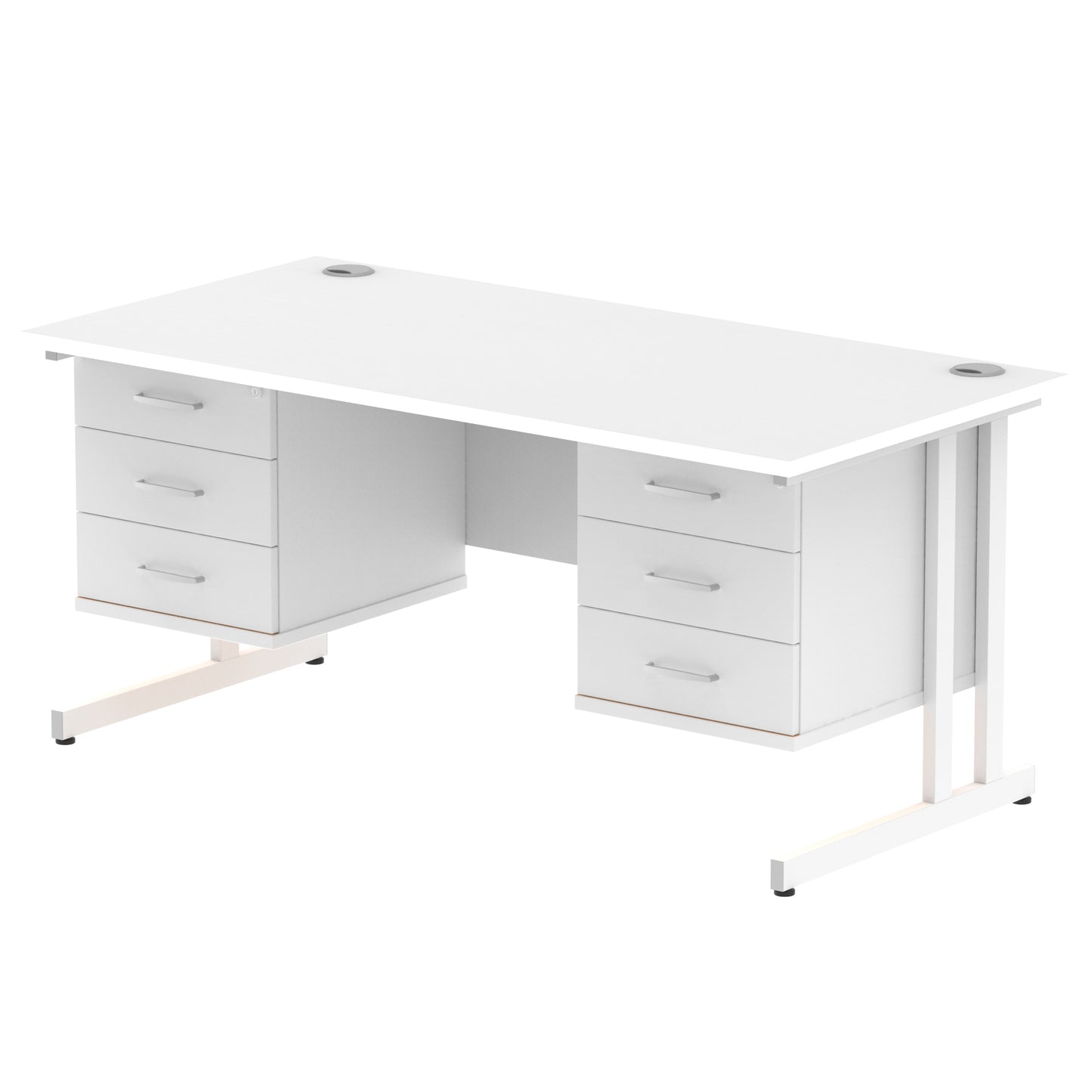 Impulse Cantilever Straight Desk With Two Fixed Pedestal - 1600mm - Multiple Colour Options