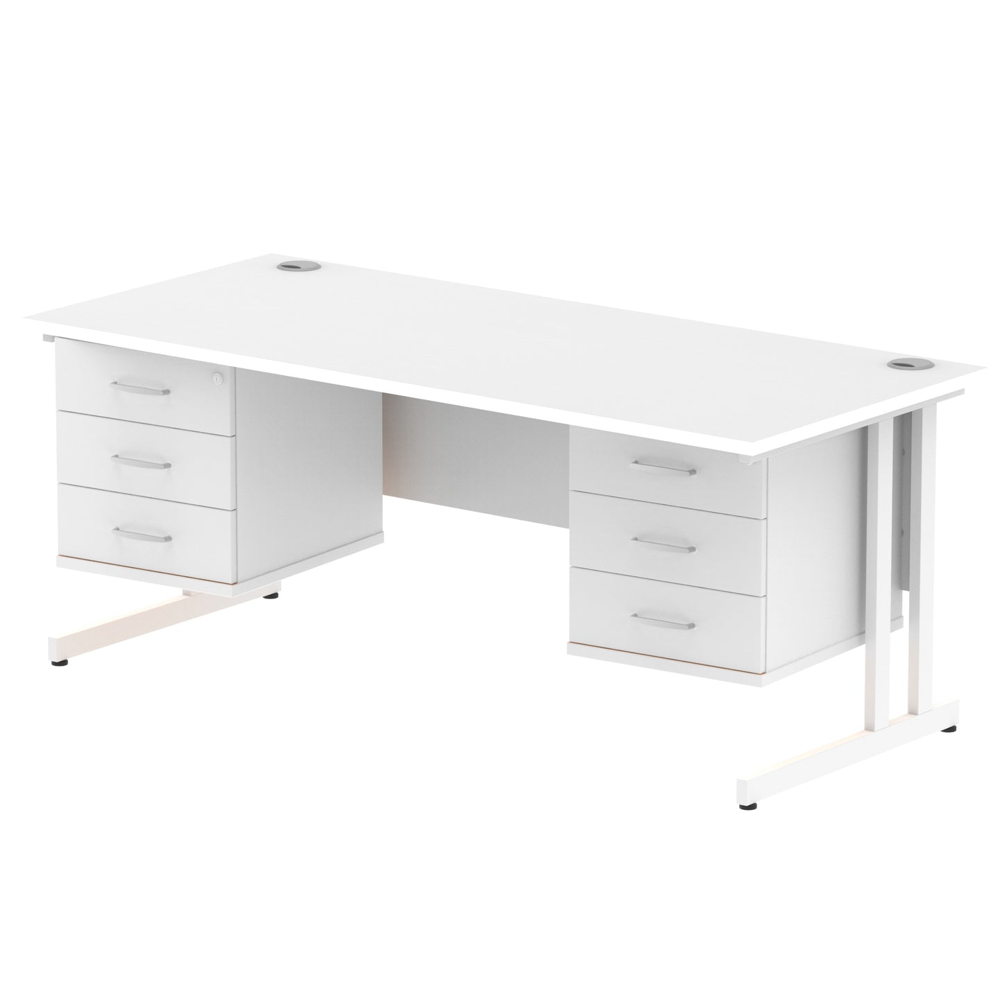 Impulse Cantilever Straight Desk With Two Fixed Pedestal - 1800mm - Multiple Colour Options