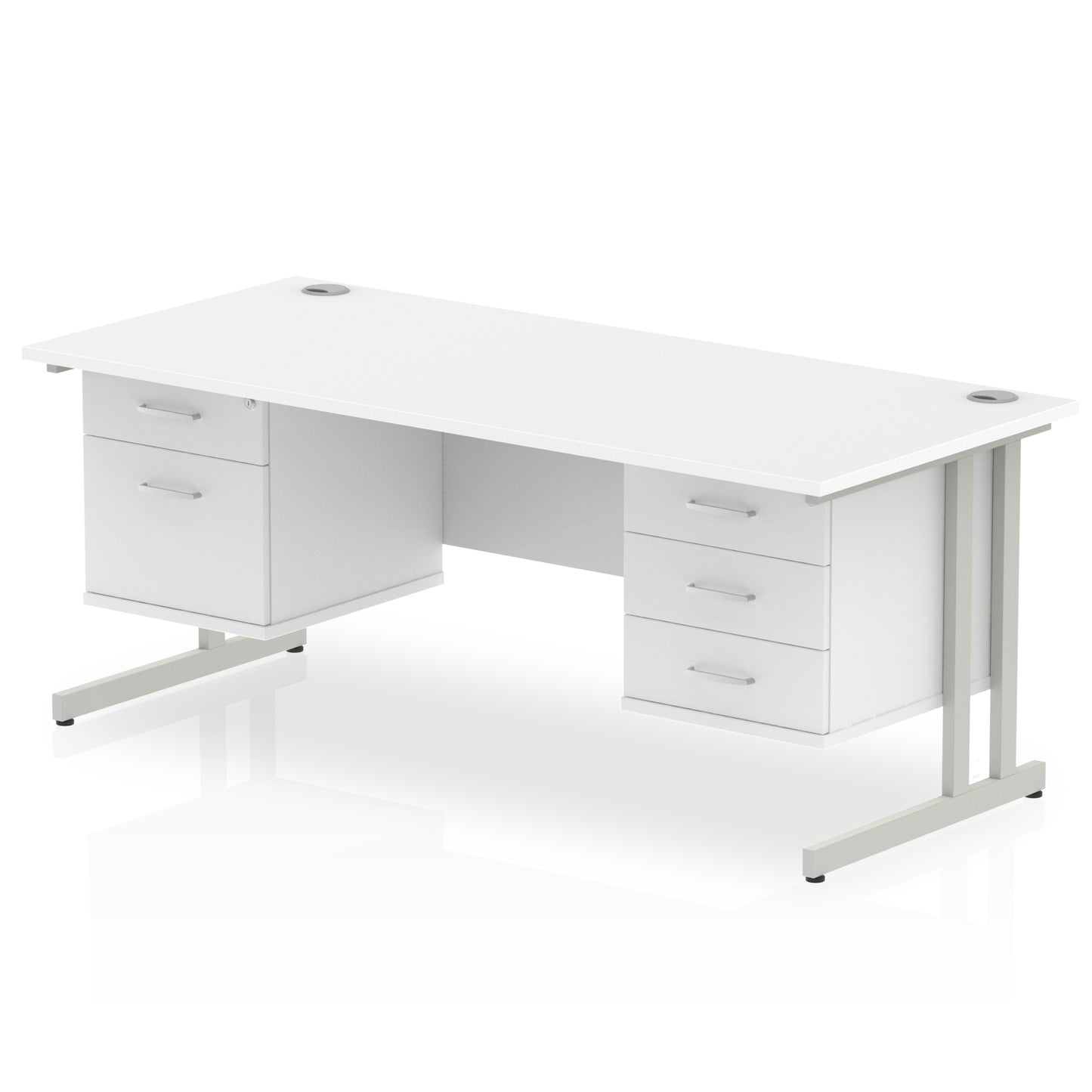 Impulse Cantilever Straight Desk With Two Fixed Pedestal - 1800mm - Multiple Colour Options