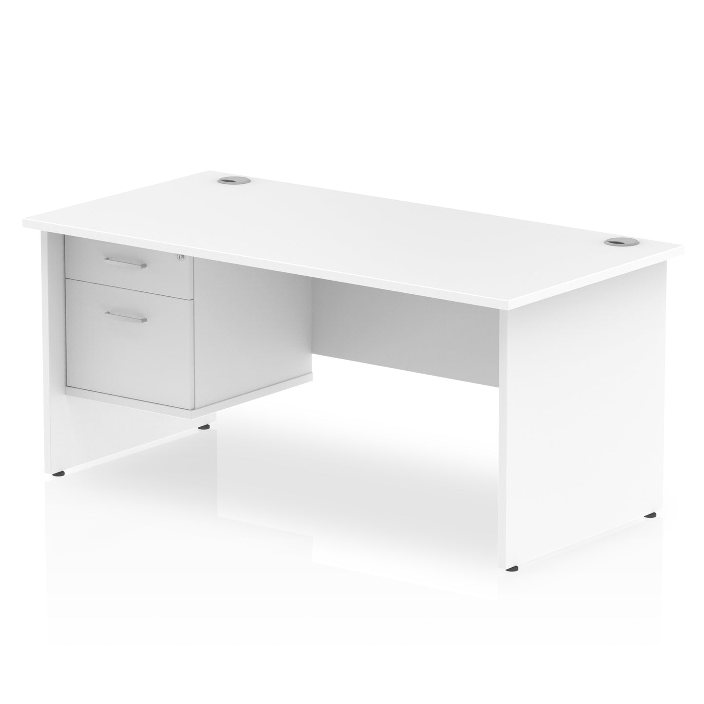 Impulse Panel End Straight Desk With Single Fixed Pedestal - 1600mm - Multiple Colour Options
