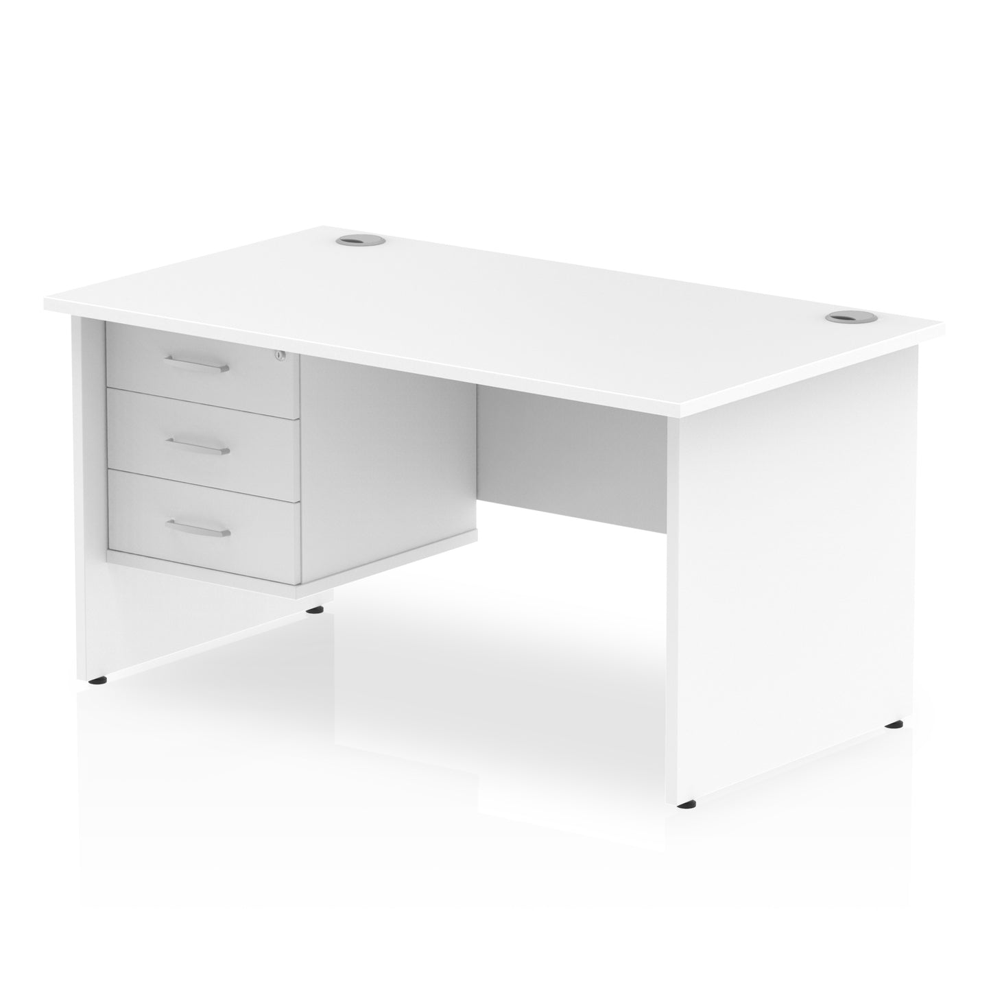 Impulse Panel End Straight Desk With Single Fixed Pedestal - 1400mm - Multiple Colour Options