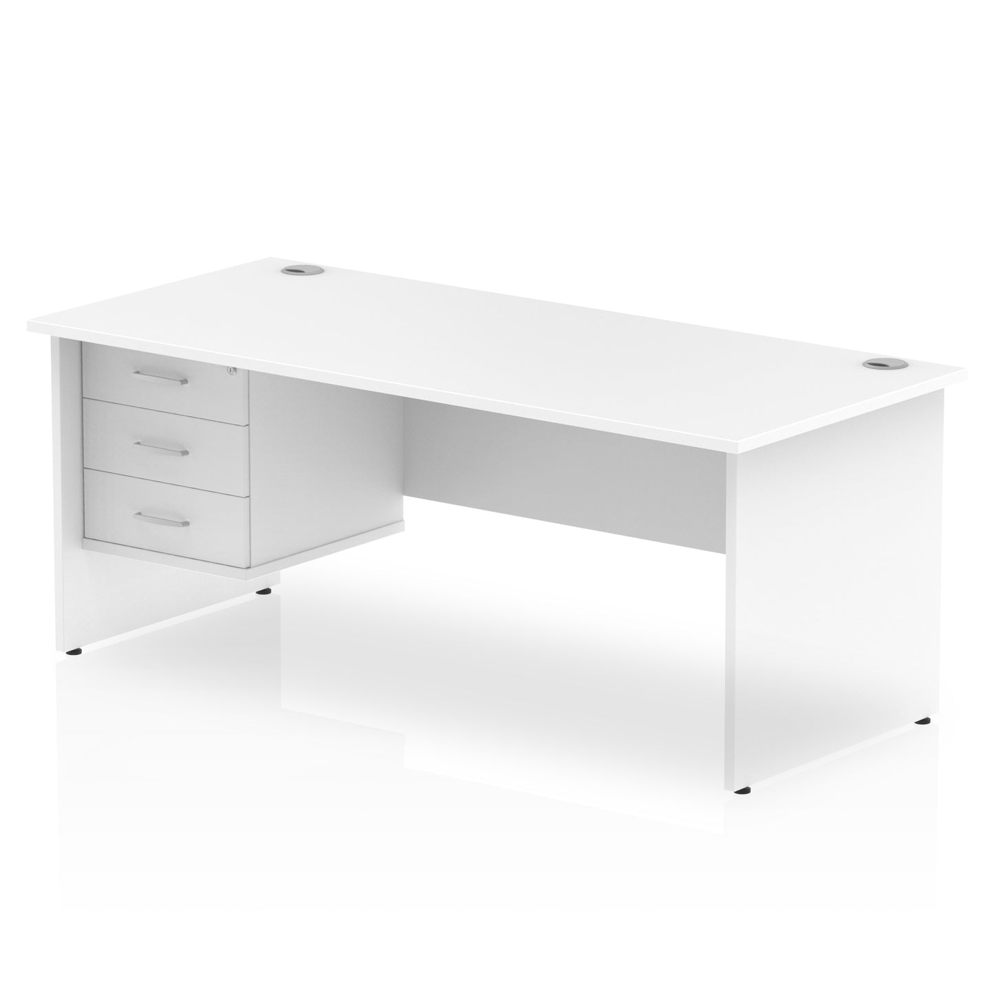 Impulse Panel End Straight Desk With Single Fixed Pedestal - 1800mm - Multiple Colour Options