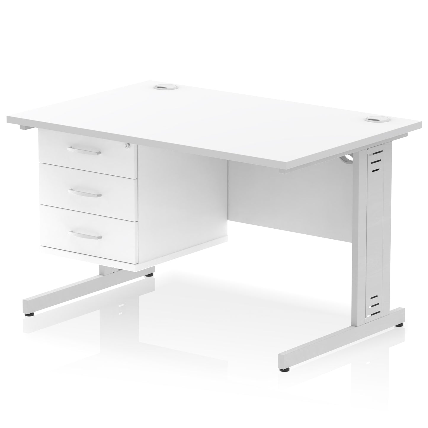 Impulse Cable Managed Straight Desk With Single Fixed Pedestal - 1200mm - Multiple Colour Options