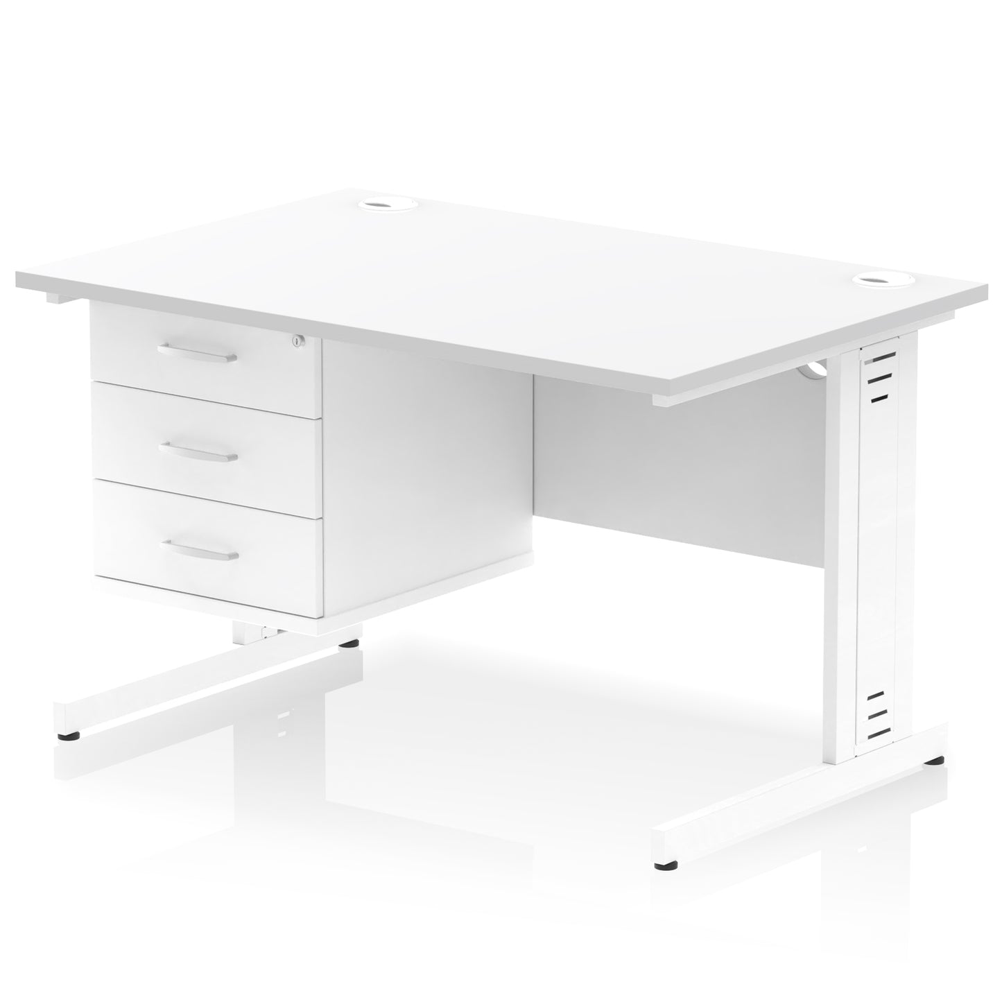 Impulse Cable Managed Straight Desk With Single Fixed Pedestal - 1200mm - Multiple Colour Options