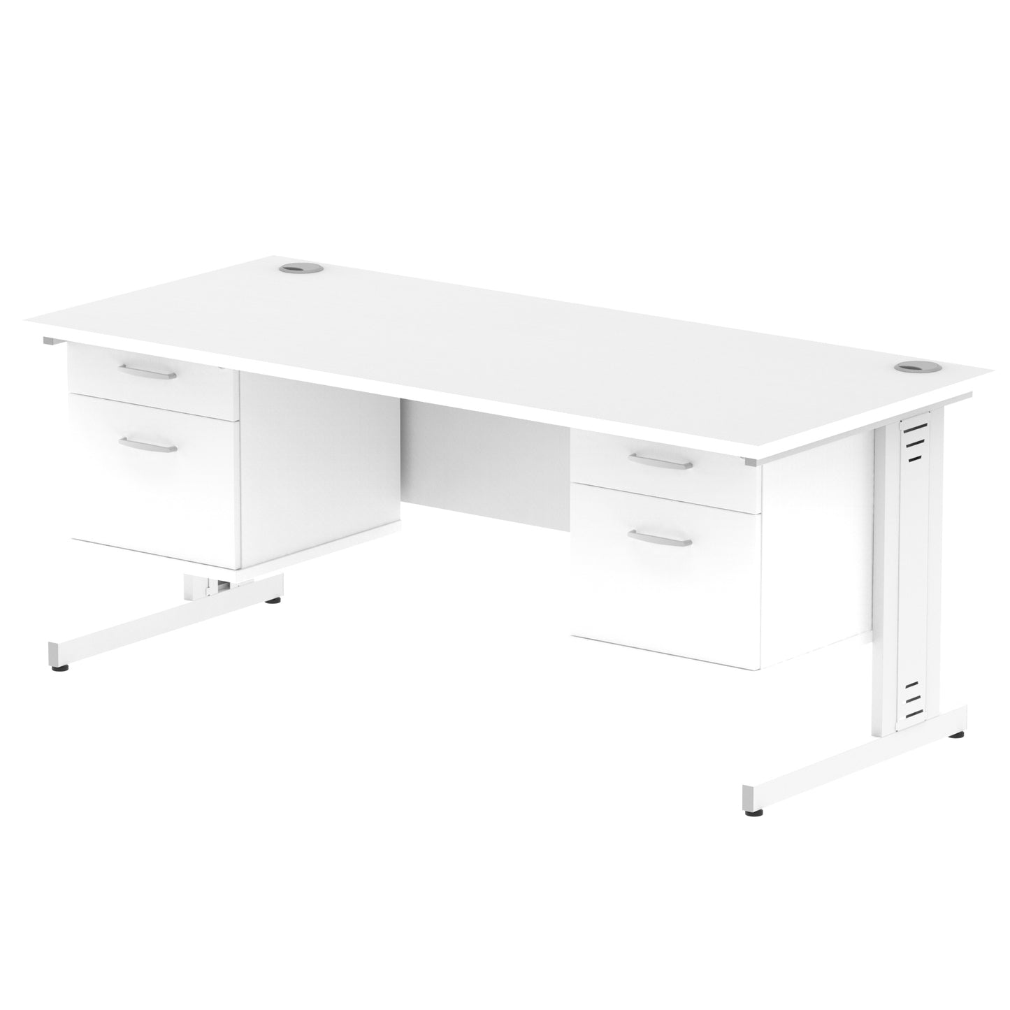 Impulse Cable Managed Straight Desk With Two Fixed Pedestal - 1800mm - Multiple Colour Options