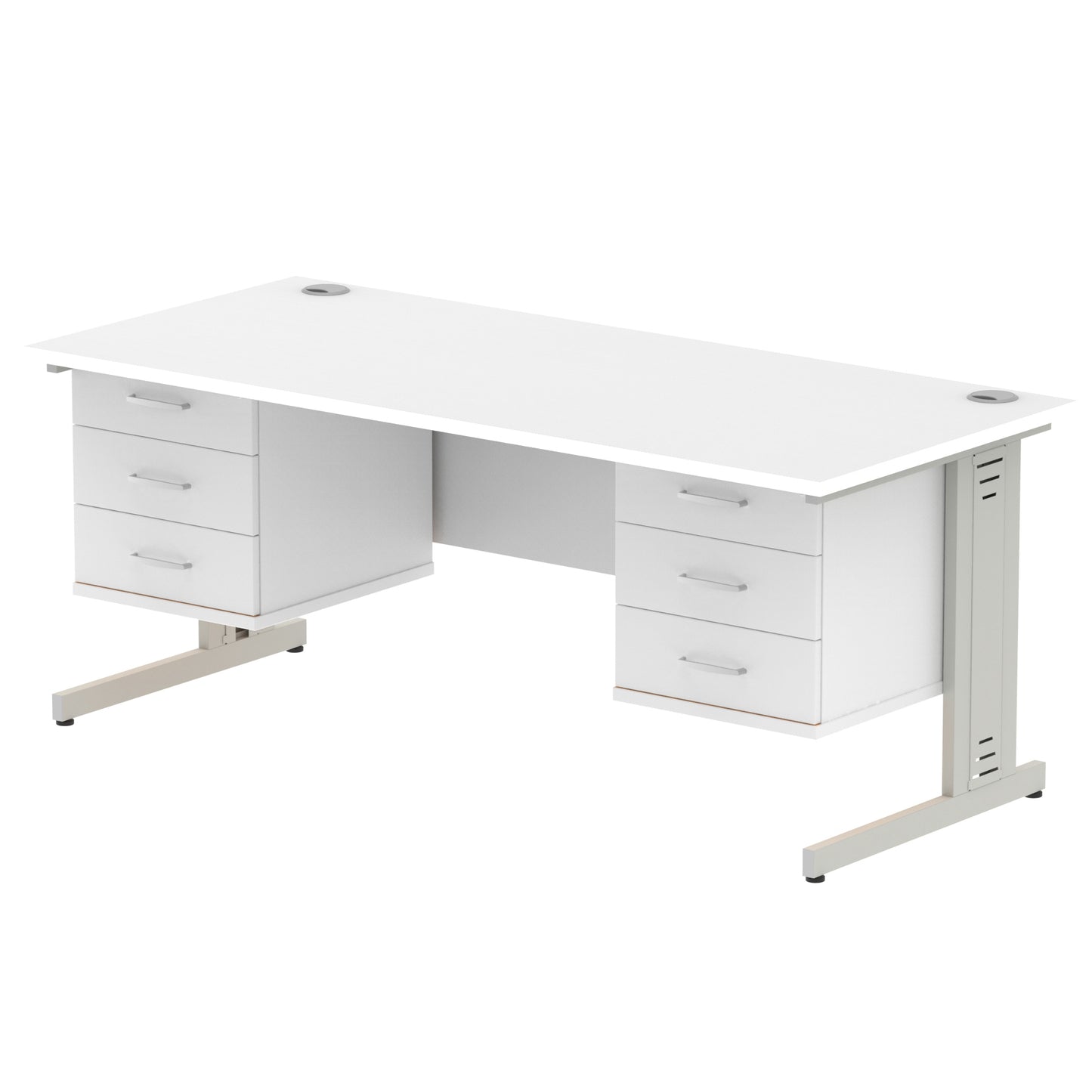 Impulse Cable Managed Straight Desk With Two Fixed Pedestal - 1800mm - Multiple Colour Options