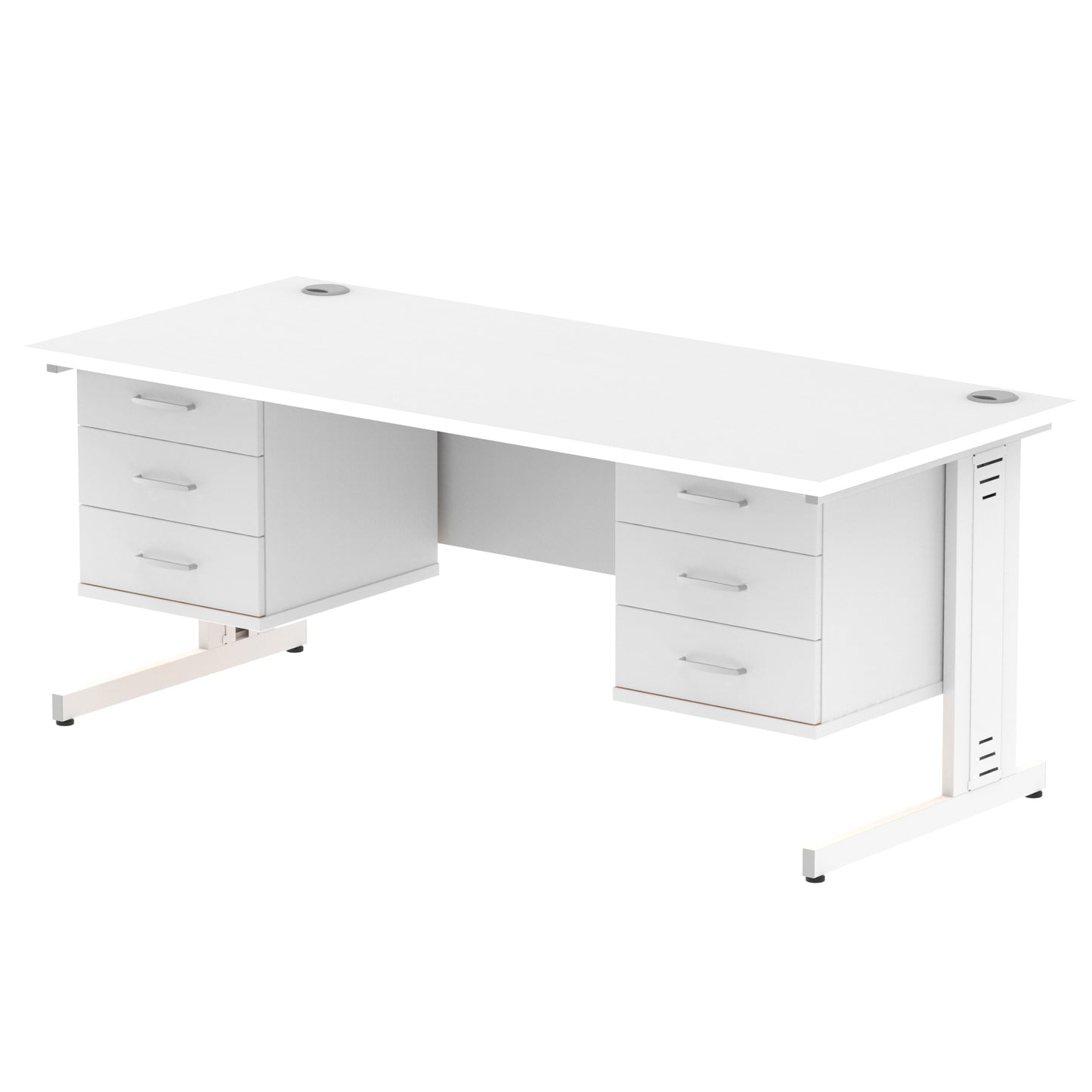 Impulse Cable Managed Straight Desk With Two Fixed Pedestal - 1800mm - Multiple Colour Options