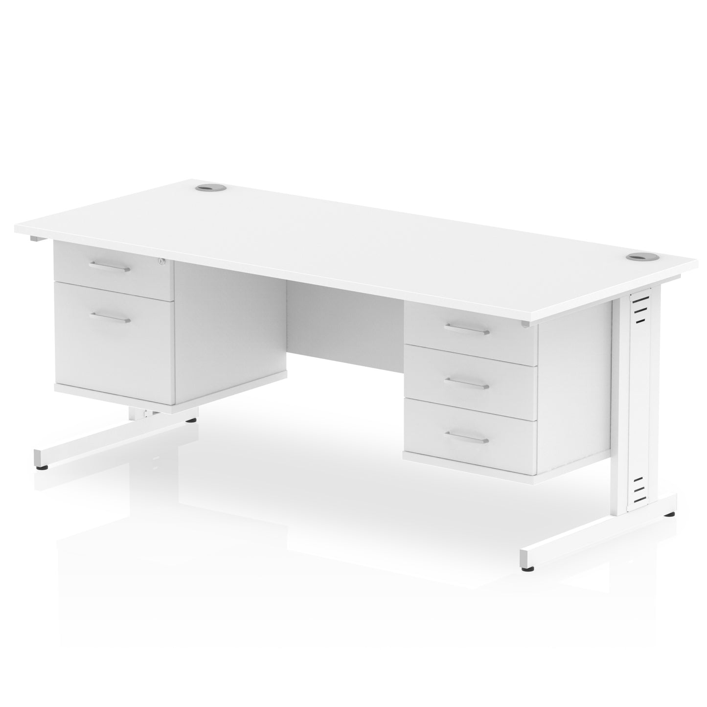 Impulse Cable Managed Straight Desk With Two Fixed Pedestal - 1600mm - Multiple Colour Options