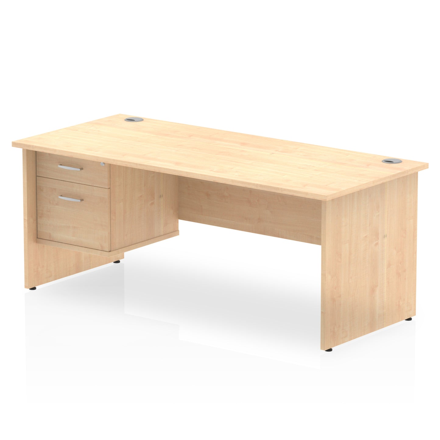Impulse Panel End Straight Desk With Single Fixed Pedestal - 1800mm - Multiple Colour Options