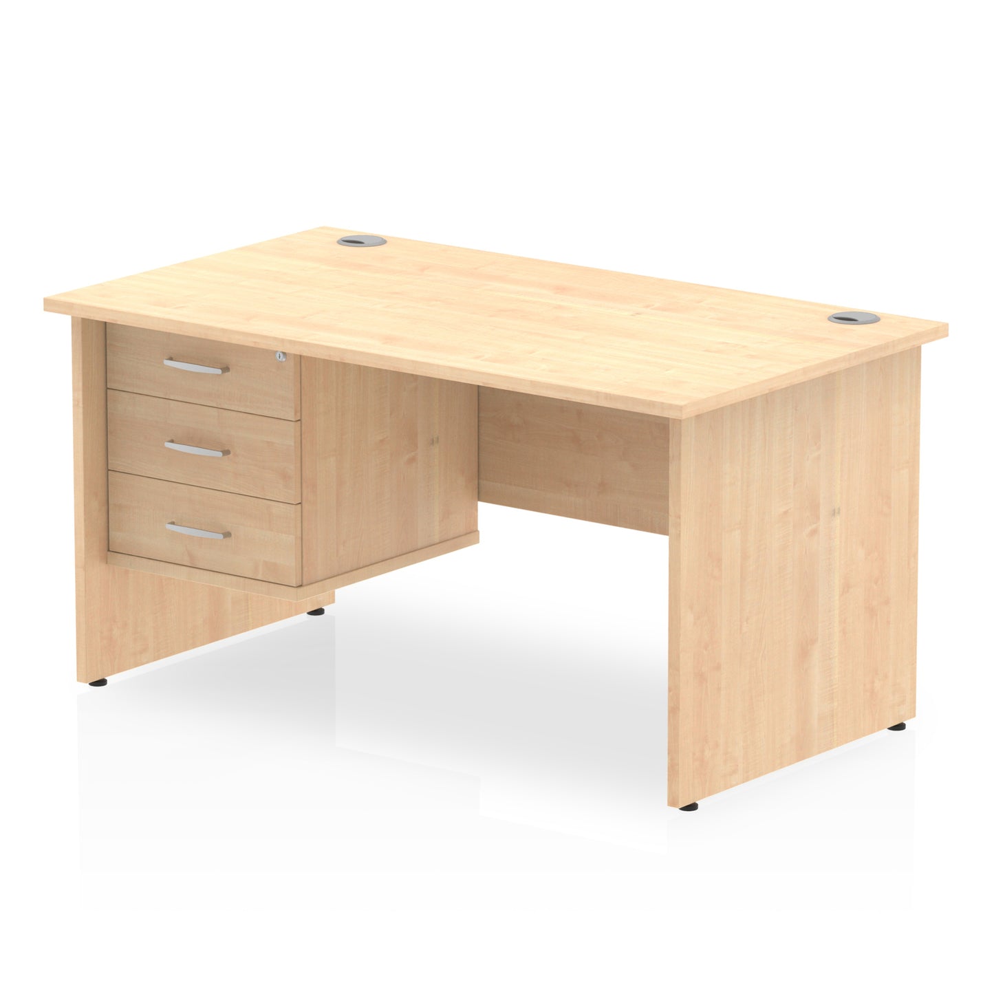 Impulse Panel End Straight Desk With Single Fixed Pedestal - 1400mm - Multiple Colour Options