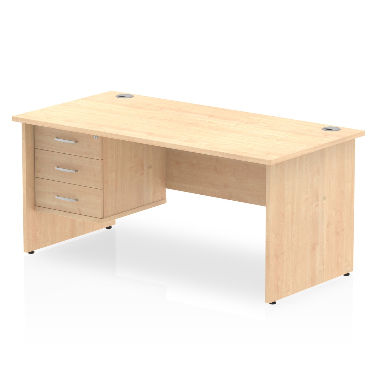 Impulse Panel End Straight Desk With Single Fixed Pedestal - 1600mm - Multiple Colour Options