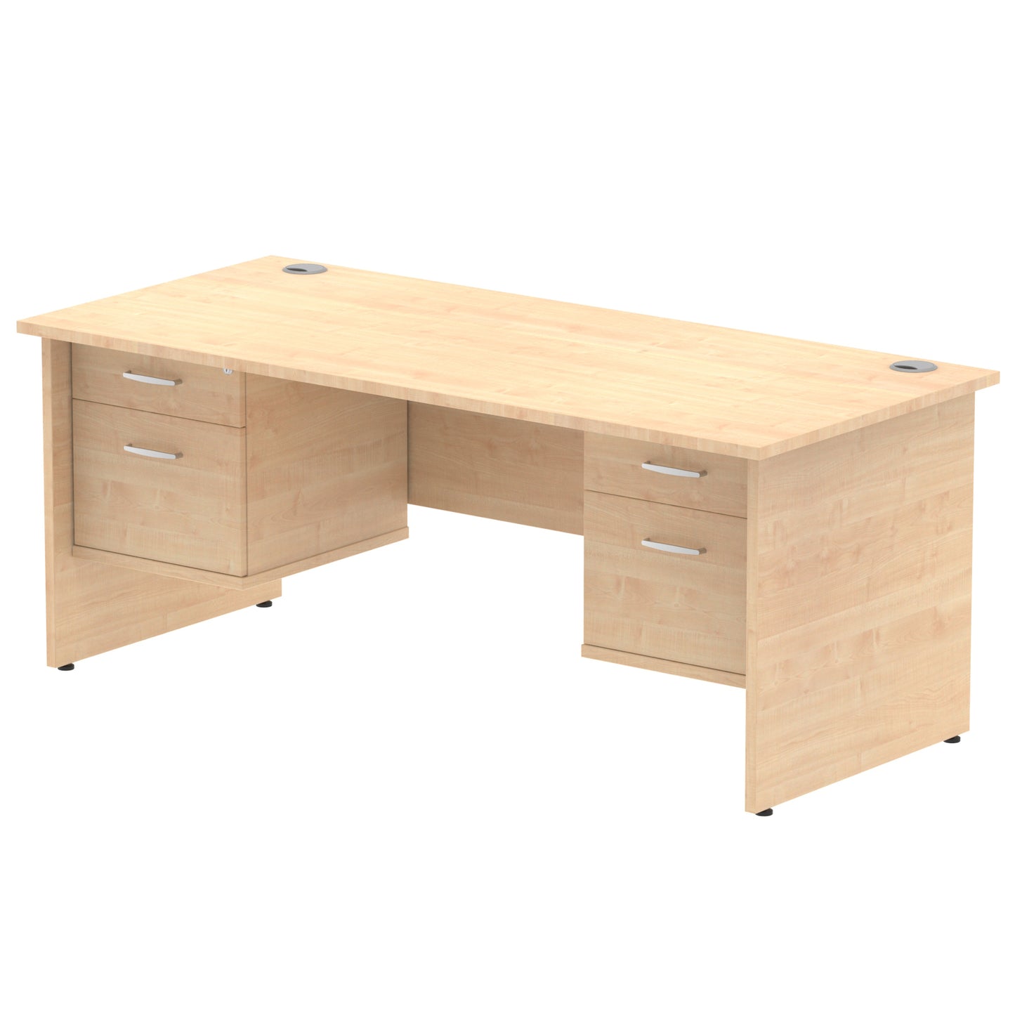 Impulse Panel End Straight Desk With Two Fixed Pedestal - 1800mm - Multiple Colour Options